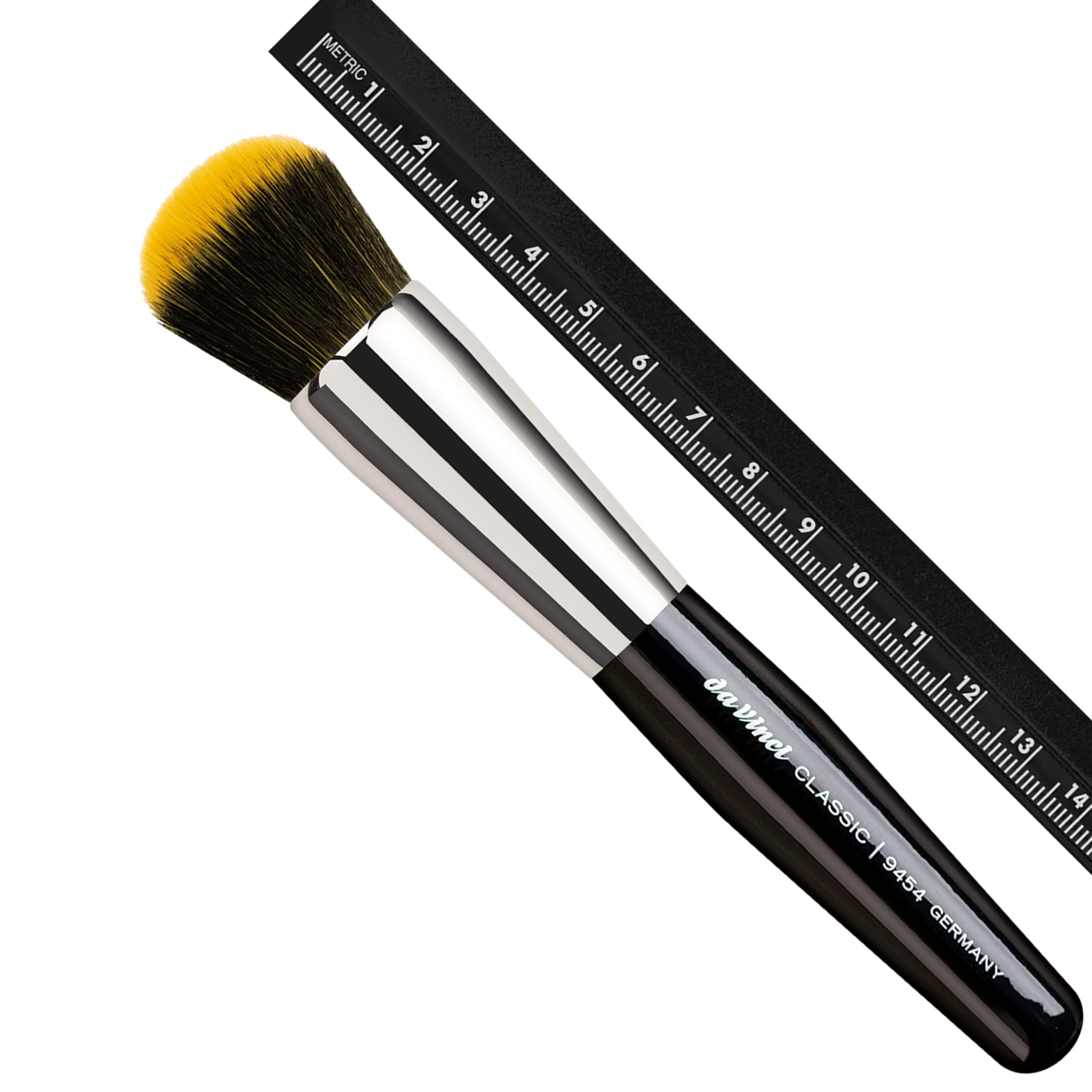 da Vinci pinceau fond de teint et poudre CLASSIC 2 en 1, vegan, fibres synthétiques, fond de teint et poudre, fini impeccable, manche en bois, fabriqué à la main, taille 0