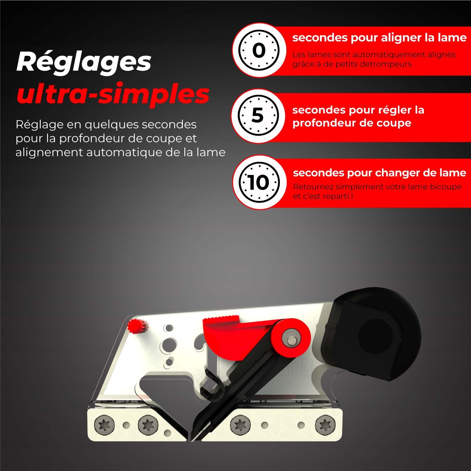 RALI G03 EVOLUTION N Rabot guillaume à une main pour Menuiserie bois. Rabot à main sans affûtage et Réglages ultra-faciles | pour des feuillures de précision
