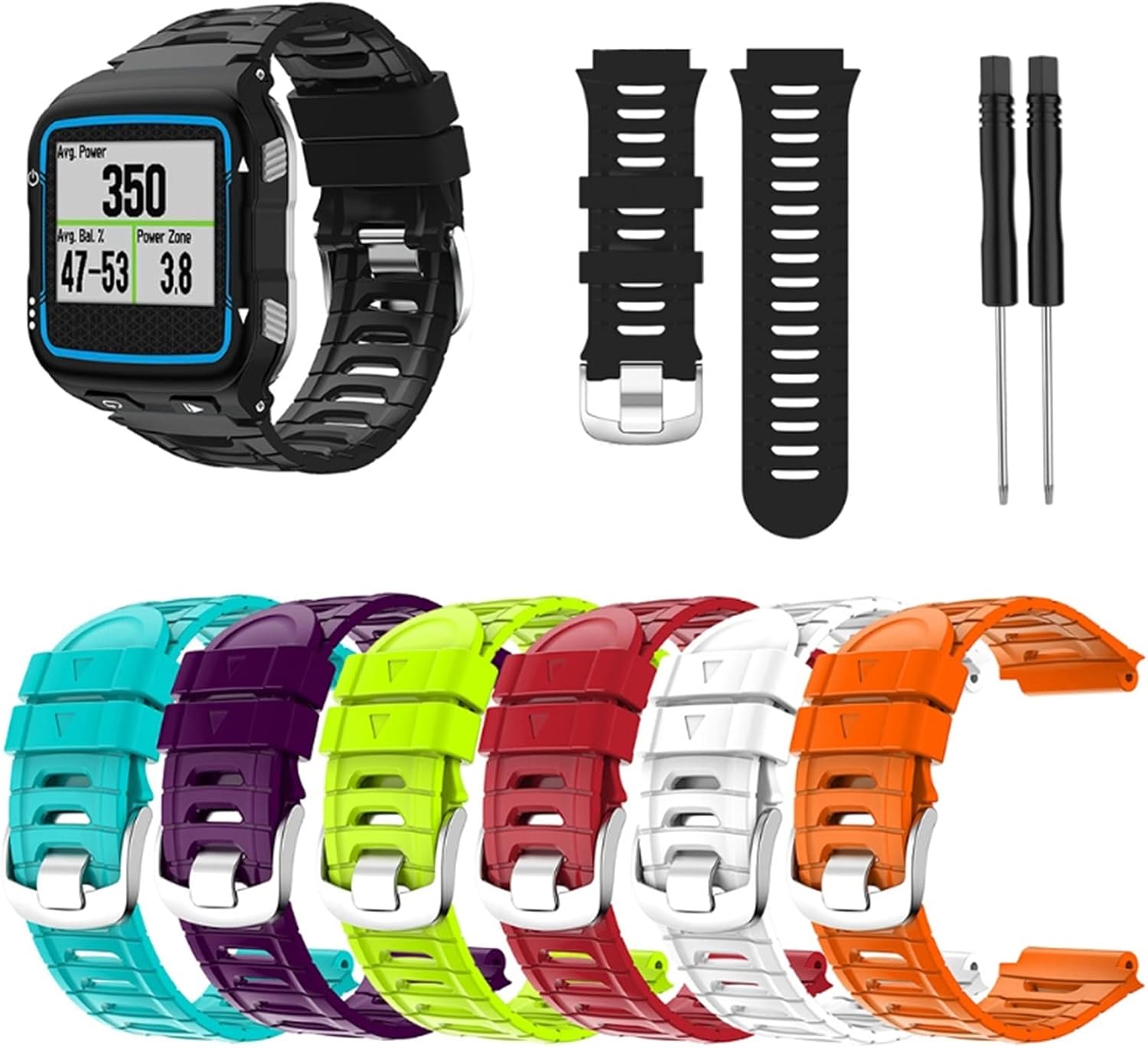 COOVS Colorful Silicone Watch Band for Garmin Forerunner 920XT Strap Replacement Wristband Training Sport Watch Bracelet (Color : Preto, Size : Forerunner 920XT)