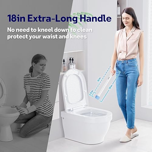 Miniatura 5 de Juego de 8 Piedras Pómez para Inodoro con Mango Extra Largo de 18 pulgadas, Estuche Soporte Blanco, Piedra Pómez para Limpieza, para Limpiar