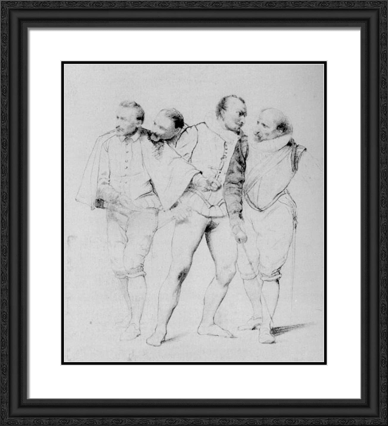 ArtDirect Delaroche, Paul 20x22 Gold Ornate Framed Art Print with Double Matting Titled: Pencil Study ll