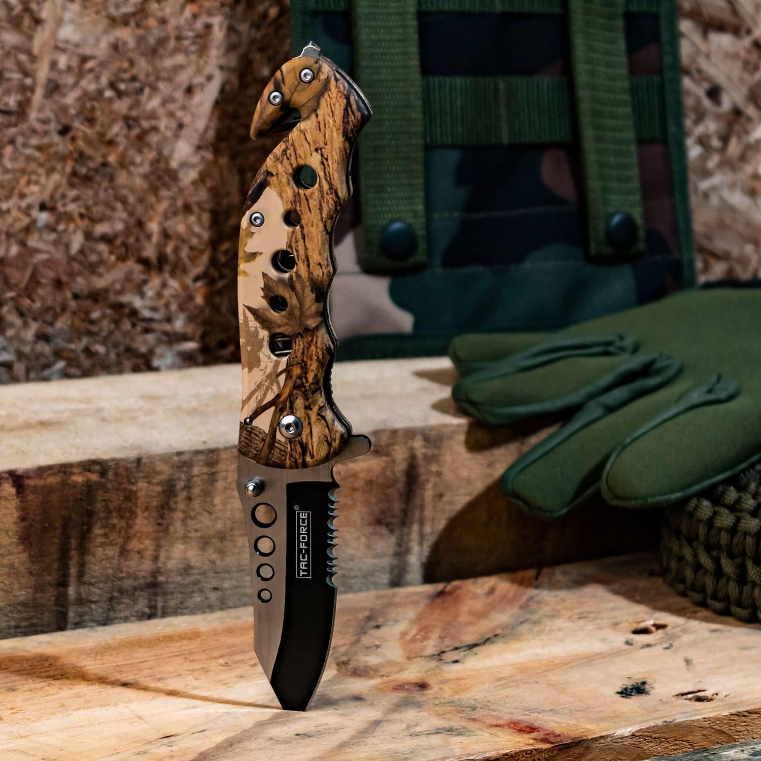 TAC Force TF-498 Series Spring Assist Folding Knife, Half-Serrated Blade, 4.5-Inch Closed