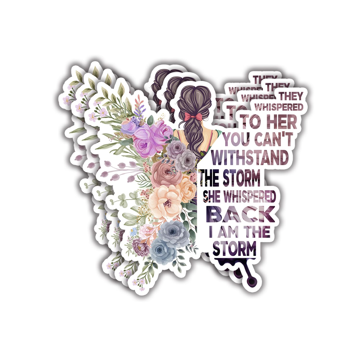 (3pcs) She Whispered Back I Am The Storm Sticker Funny Sayings Motivational Quotes Inspirational Message Vinyl Decal for Tumbler Laptop Kindle Water