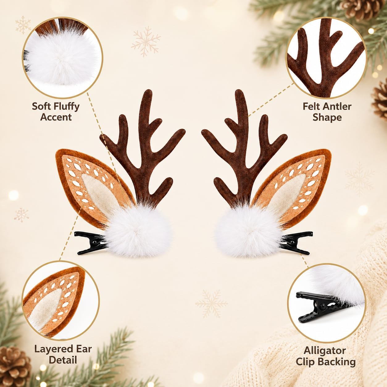 Animal Ear Hair Clips Plush Cosplay Headpiece Costume Accessories image 4