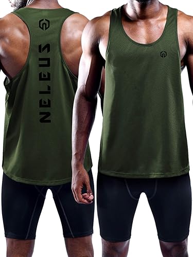Miniatura 9 de NELEUS Paquete de 3 camisetas sin mangas con espalda en Y Dry Fit para hombre