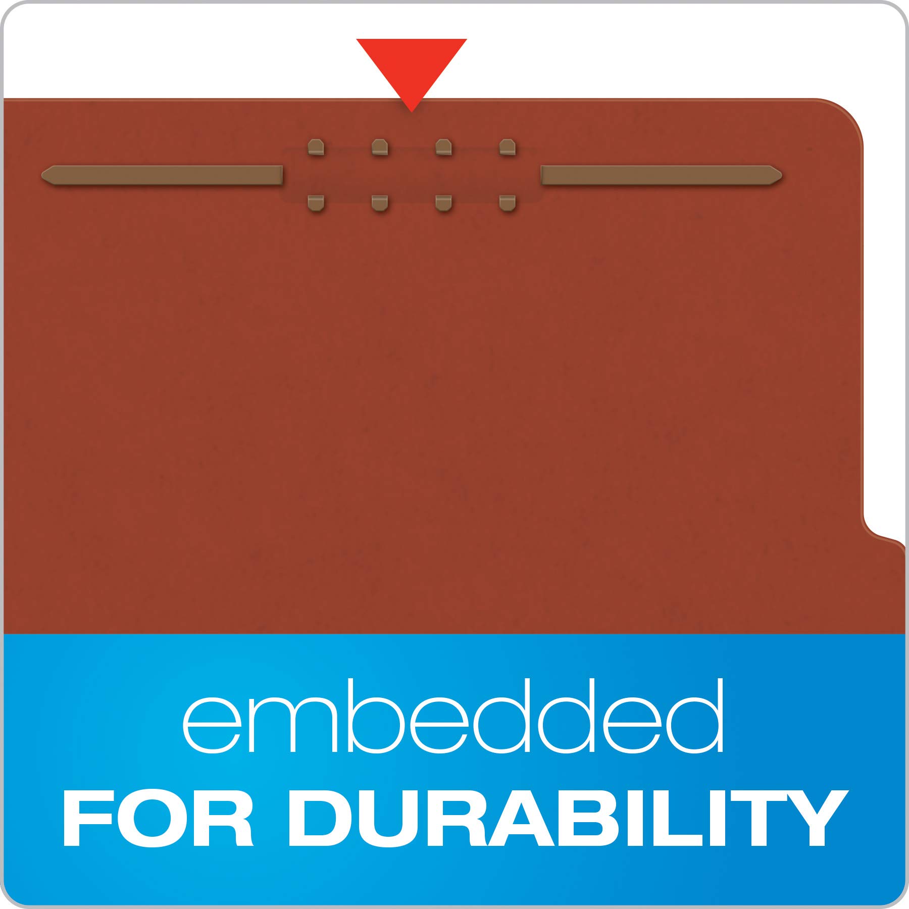 Pendaflex Pressboard Classification File Folders, 3 Dividers, 2" Embedded Fasteners, 2/5 Tab Cut, Letter Size, Red, Box of 10 (1357R) - Image 3