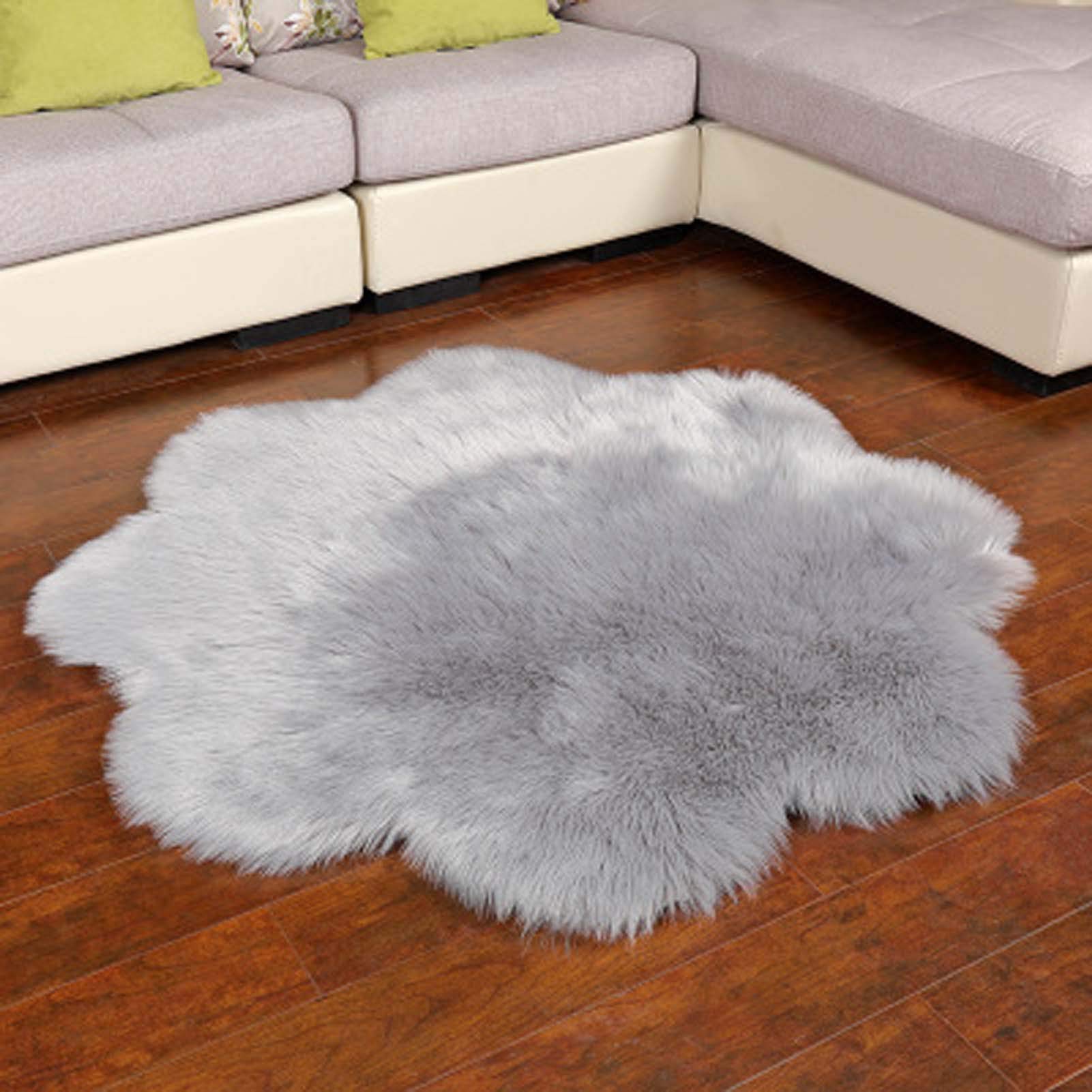 Tappeto soffice in Finta Pelliccia di Pecora 80x80 cm, Lussuoso Tappeto Morbido e Peloso per cameretta, Camera da Letto, Comodino, Soggiorno, Ufficio, Decorazione per la casa.