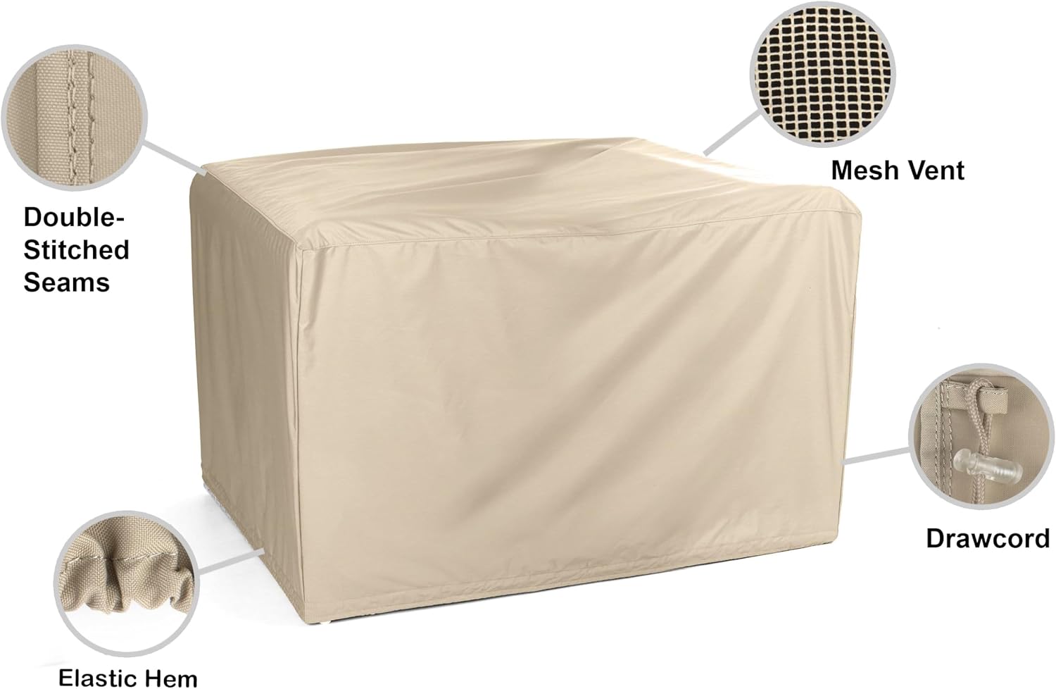 Covermates Elite Outdoor Modular Sectional Club Chair Cover – 300D Polyester, Weather Resistant, Drawcord Hem, Mesh Vent, Buckle Straps, All-Season Protection, 38W x 38D x 30H, Khaki