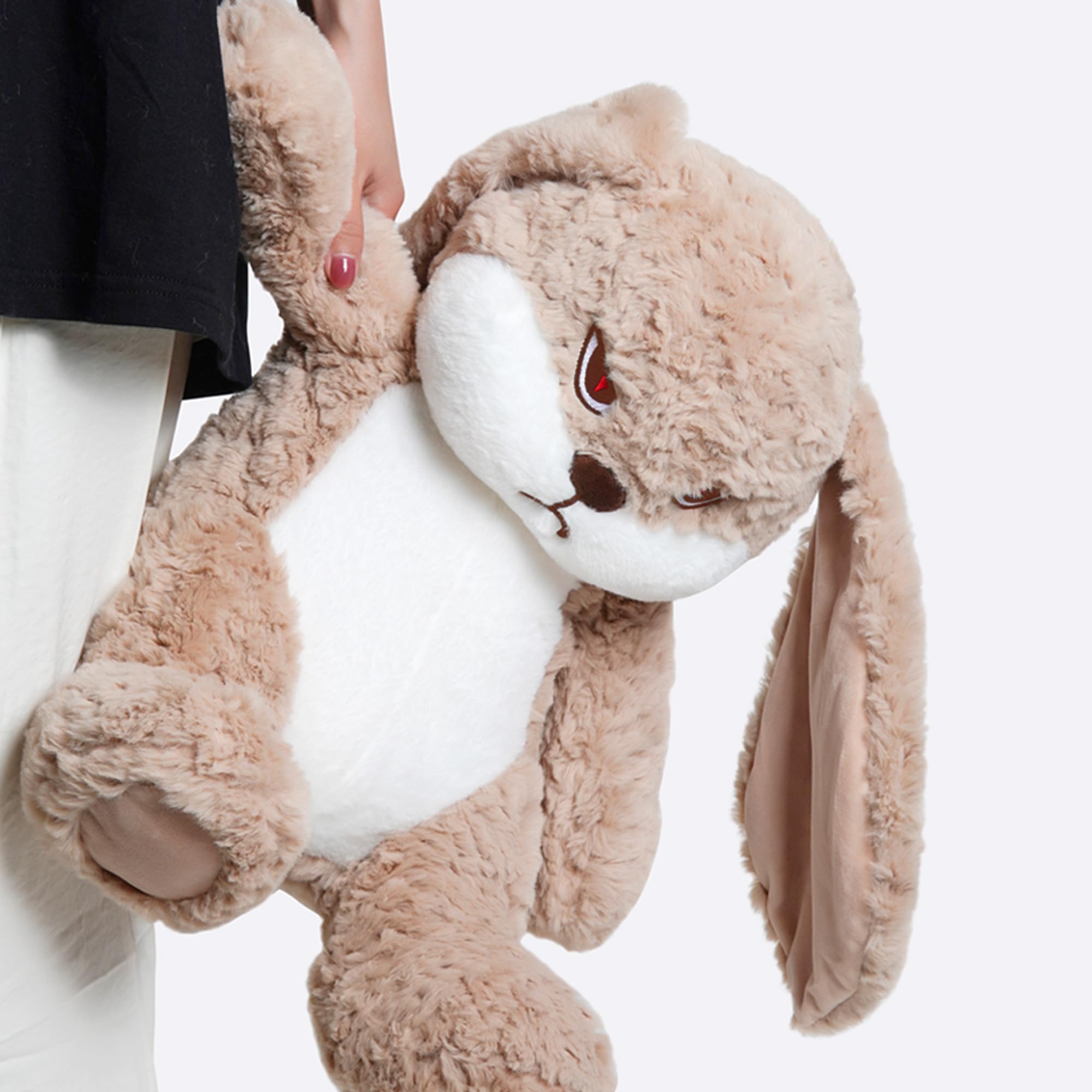 ZEIO - Conejo gruñón de peluche, conejo de peluche de 15,7" de lona con orejas caídas, juguetes de peluche suaves y pellizcados, perfecto para un regalo