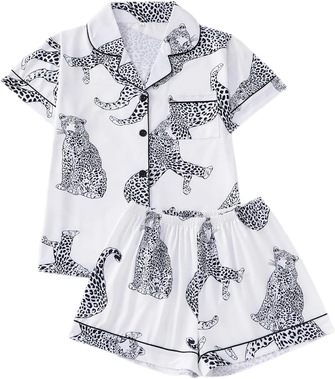 Women's 2 Piece Animal Pajamas Set Summer Cute Floral Funny Chicken Pjs Set Shirt Button Down Shorts Set Loungewear