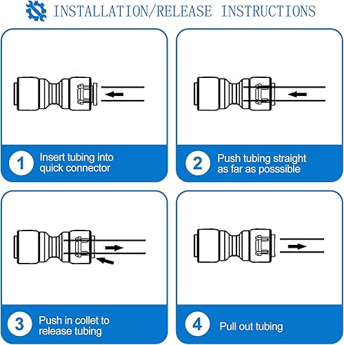 Miniatura 9 de Kit de línea de agua para máquina de hielo, línea de agua de 1/4 pulgadas de diámetro exterior de 25 pies con accesorios rápidos, para añadir una