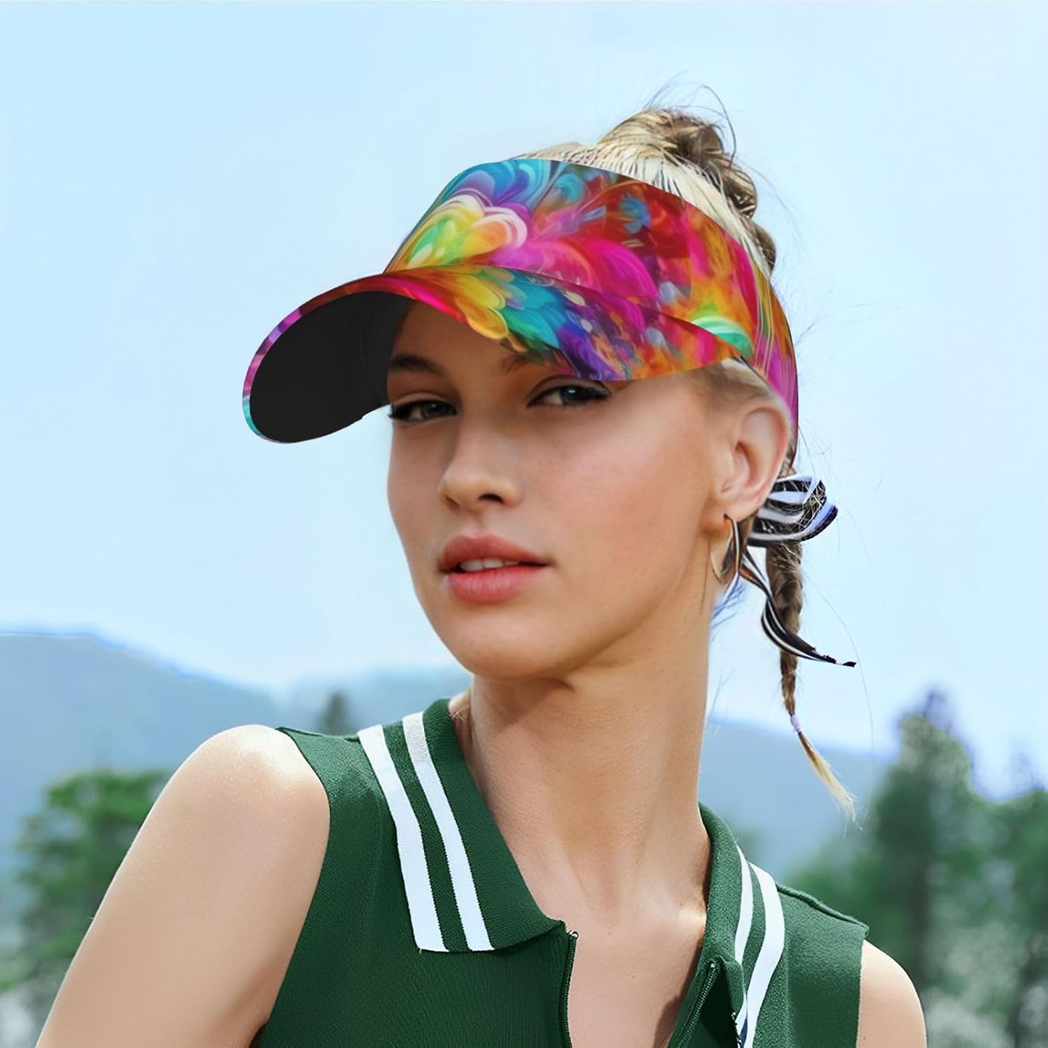 Bright Beautiful Colorful Art Sun Visor Hat for Women Men Outdoor Sports Golf Visor Beach Travel Tennis Cap