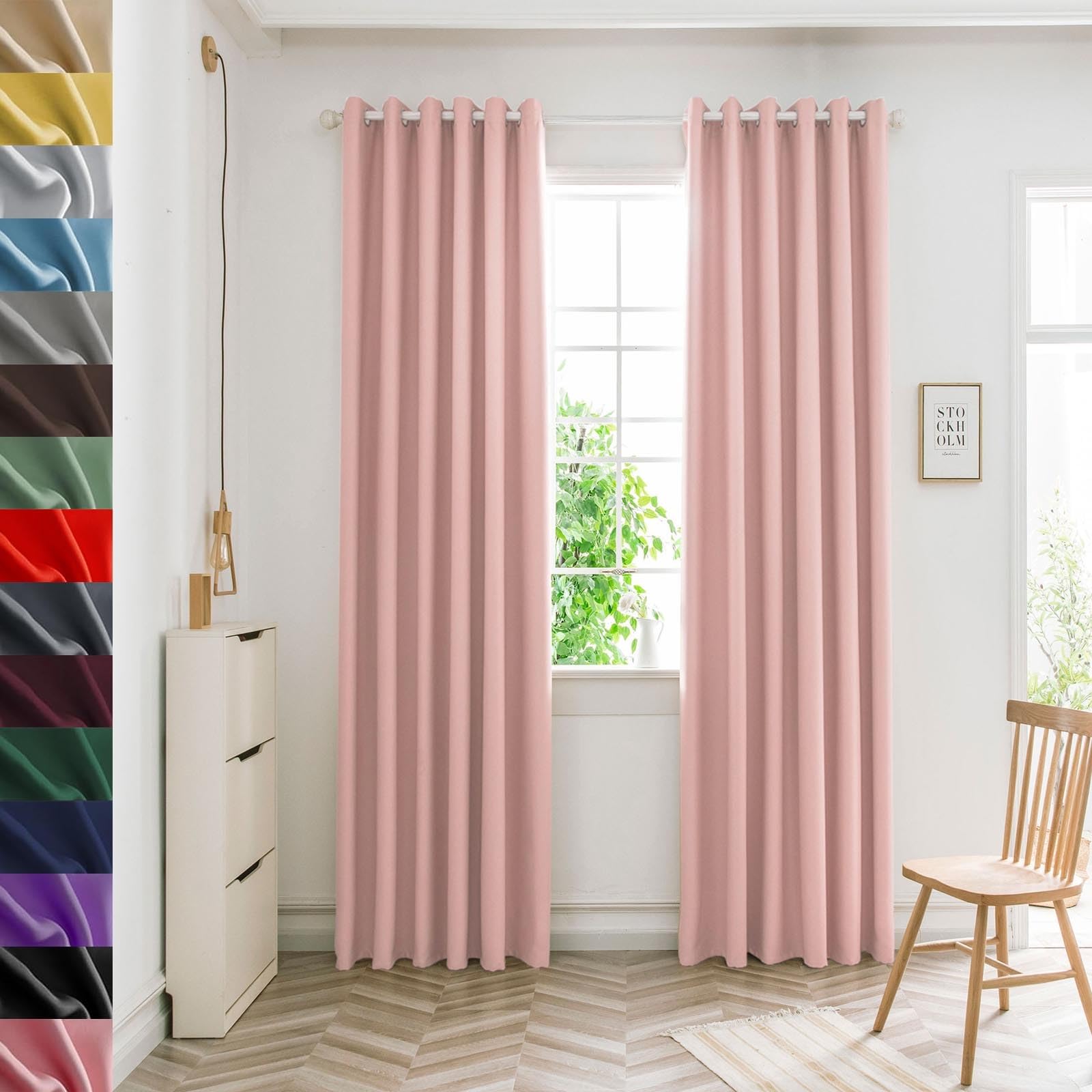 GAIFNAG 100% Blackout Curtains Bedroom 250 x 80 cm Thermal Insulated & Noise Reducing, Facile da Installare Curtains Pencil Pleat Curtains for Apartment/Hotel Dorm, Pink