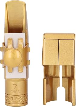 Soprano Saxophone Mouthpiece, B Flat Sax Mouthpiece Set Frosted Gold Plating Brass Soprano Sax Saxophone