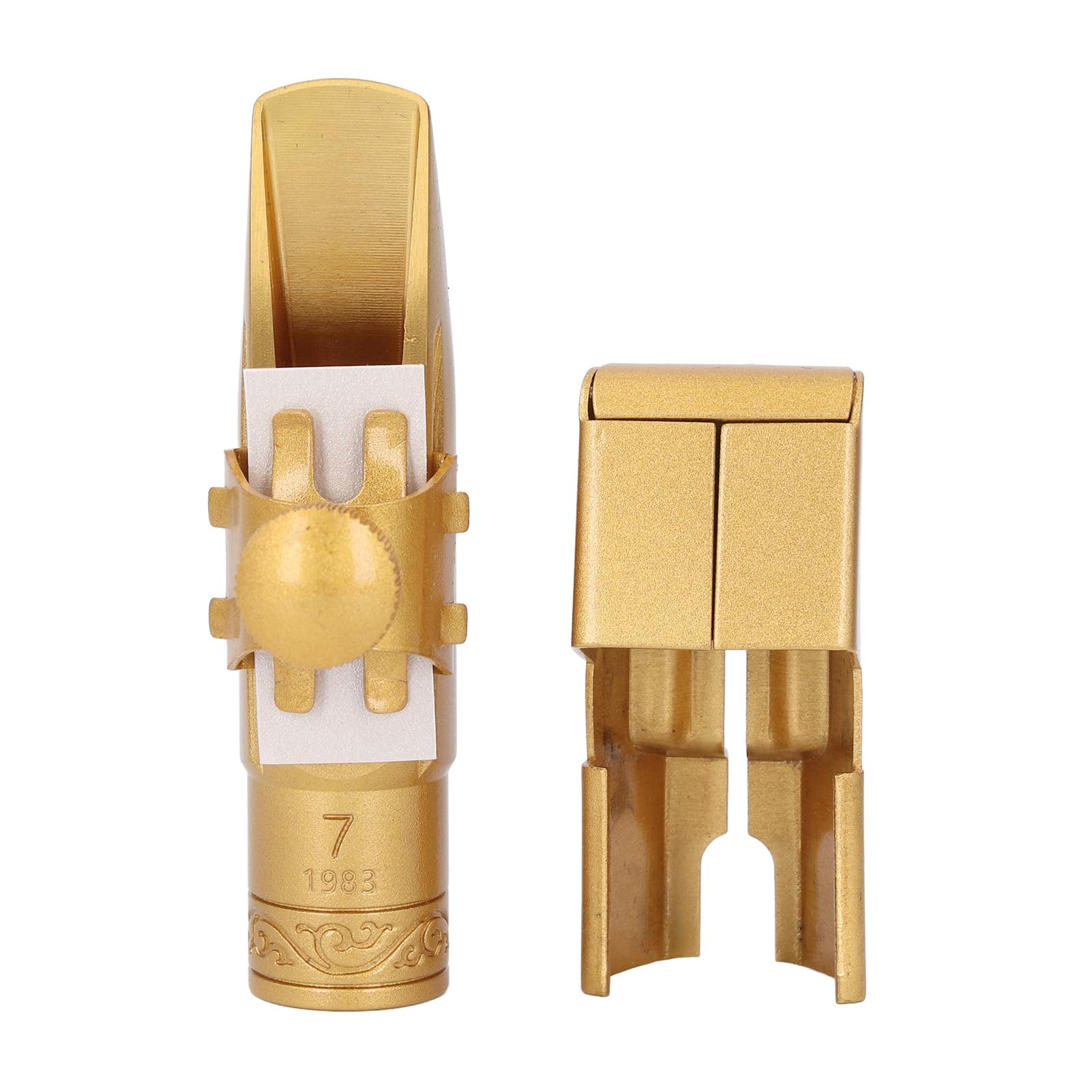 CHICIRIS Bocchino per Sassofono Soprano B Piatto, Bocchino per Sassofono in Ottone Placcato Oro Smerigliato Misura 7, Tono Focalizzato Brillante, Volume Forte per Principianti e Musicisti