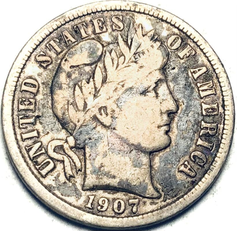 1907 S Barber Liberty Head Silver Dime Fine