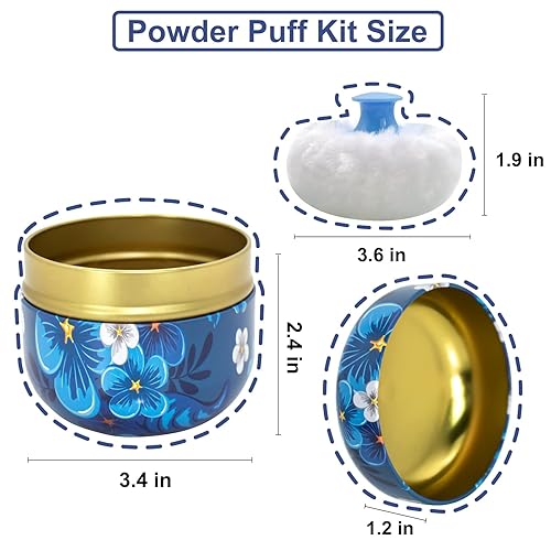 Miniatura 2 de Soplo de polvo grande para polvo corporal con recipiente de polvo, soplo de polvo suave y estuche de viaje para polvo (flores extrañas)