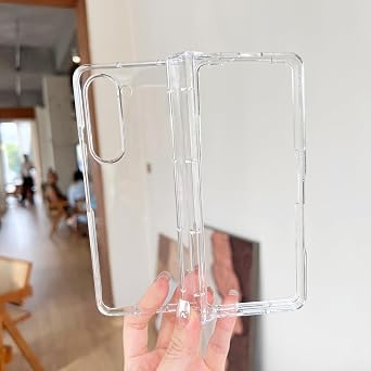 for Samsung Galaxy Z Fold 5 Crystal Clear Case with Full Hinge Protection, Anti-Yellowing Acrylic Phone Cover, Precise Cutouts & Shockproof, Transparent Protective Hard Case Fold 5
