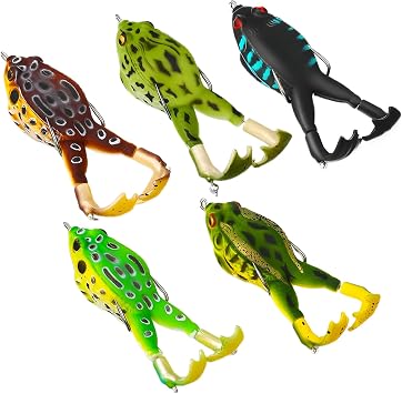 Frog Lures for Bass Fishing, Top Water Frog Bait Fish Gear for Beginners, Amateurs and Professionals for Bass, Pike, Catfish, Bowfin, Snakehead, Trout Fishing