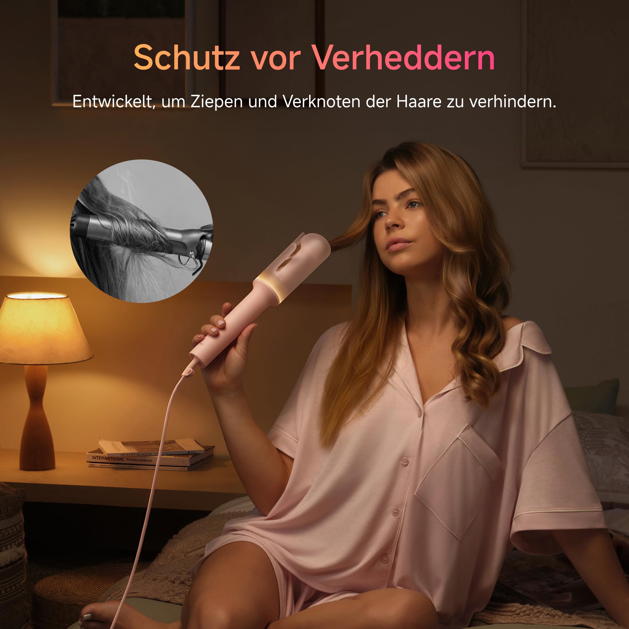 Laifen AutoCurl Lockenstab, Automatischer Lockenstyler, 32 mm, Rosa | Automatische Haarerkennung, Anti-Verheddern, Innen- & Außenlocken, 2 Modi, 200M Ionen, 3 Temperaturen, Auto-Off, Dual Voltage