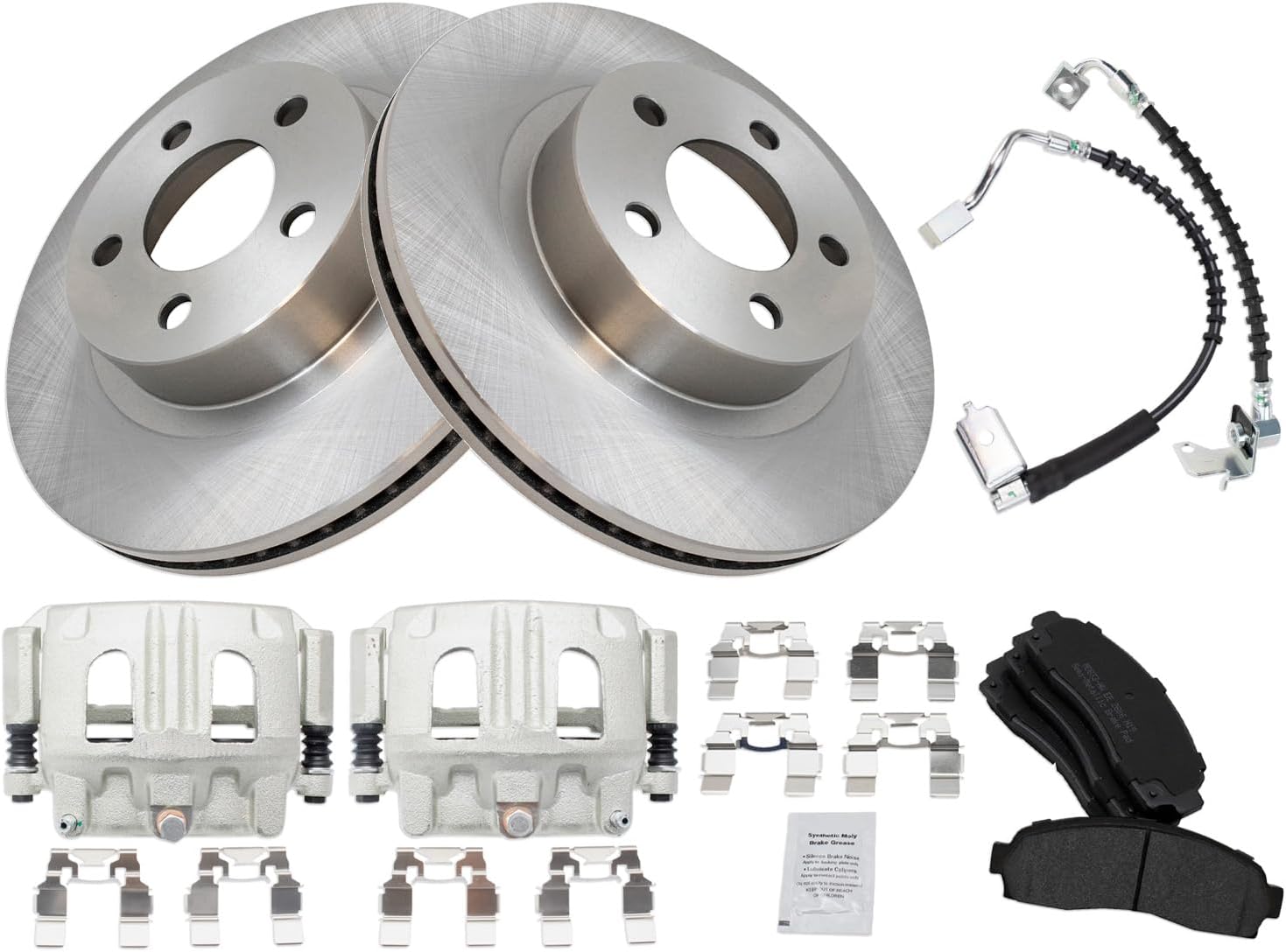 TRQ Front Brake Pad & Rotor Kit Semi-Metallic Compatible with 2005-2009 Mazda B4000
