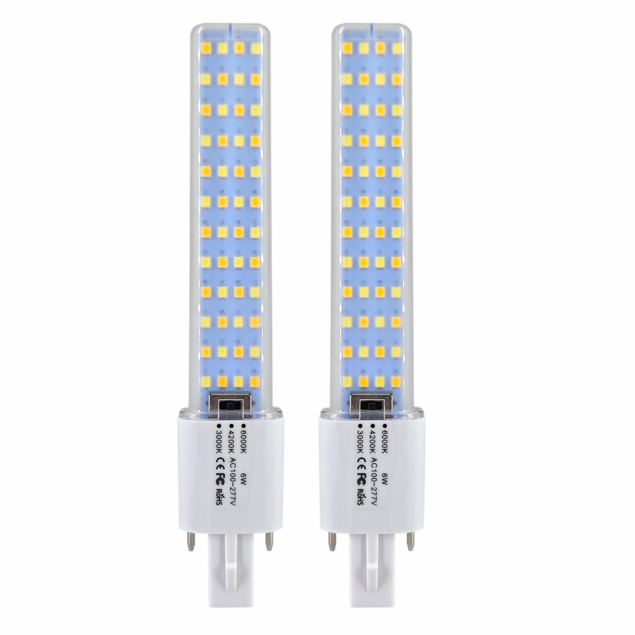 YinzPlus G23 LED Bulbs Warm White Nautral White Cold White Light 3 in 1 CRI 90 6 Watt Equal to 9W 830 PLS 2 Pin G23 Bulb 2 Pcs
