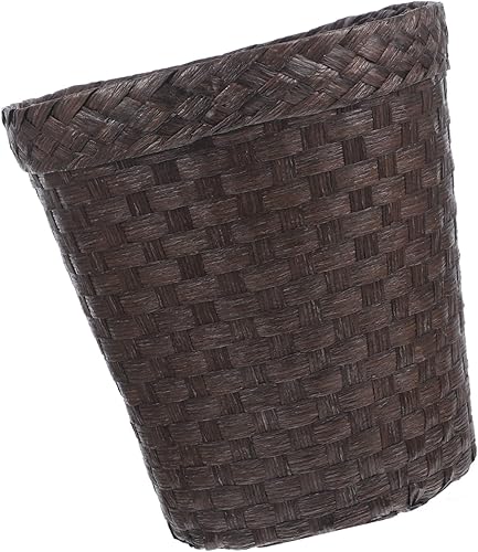 LIFKOME Cubo de almacenamiento de paja Papelera portátil Papelera de escritorio Cestas de almacenamiento decorativas Cesta decorativa Papelera