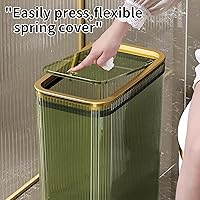 Vista 3 de Bote de basura transparente, cubos de basura de baño con tapas, bote de basura de 2.6 galones para dormitorio, oficina, cesta de basura delgada