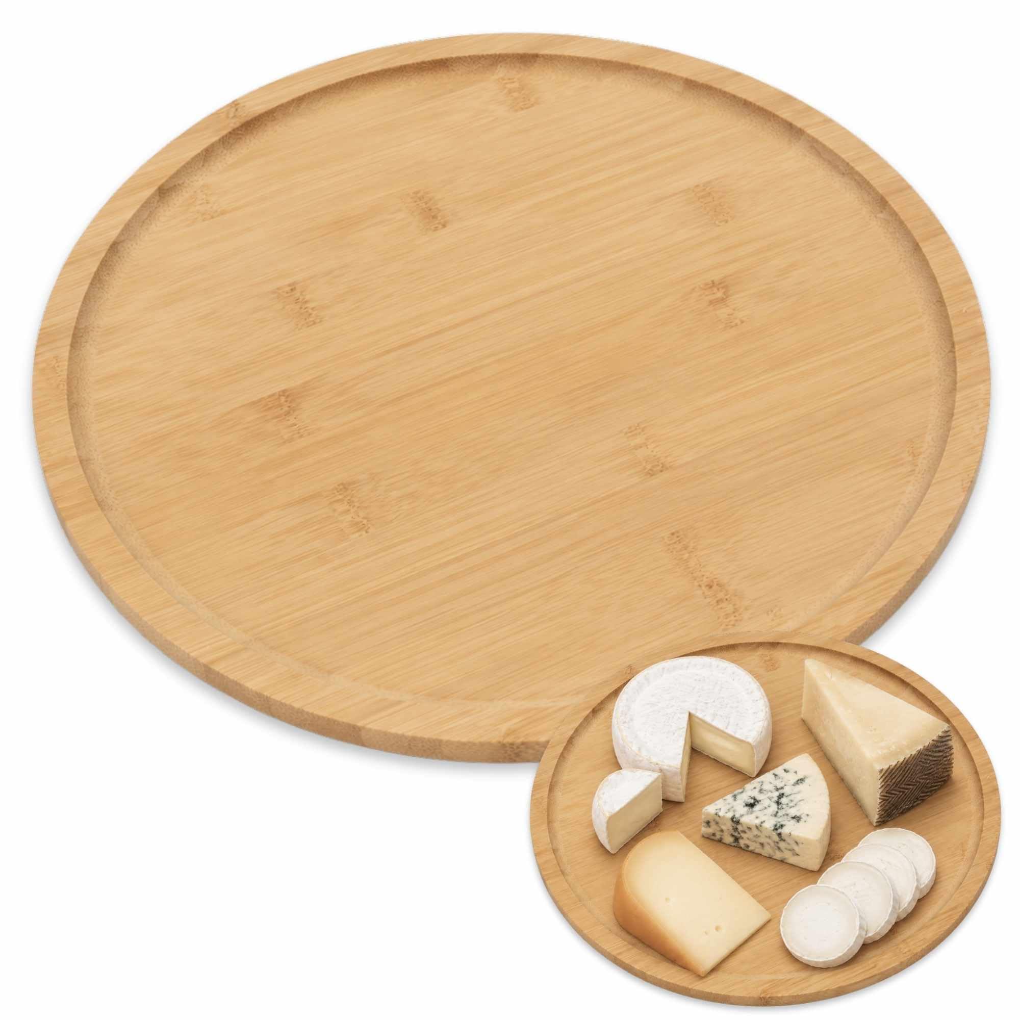 Plato redondo de madera, Plato de bambú, 1 unidad - imagen 1