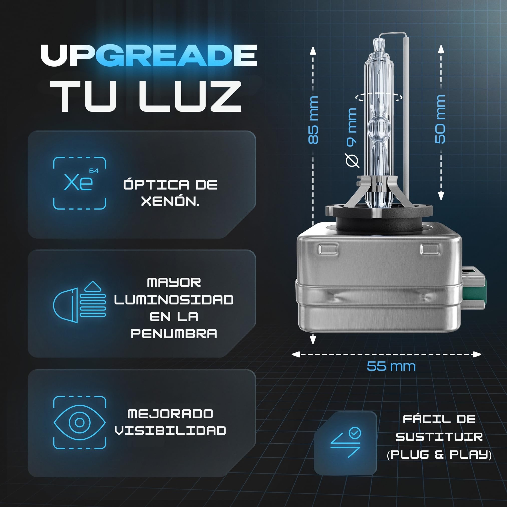 Gread D3S 6000K Xenon 2 bombillas de luces quemador de xenón - 12V - 35W HID Auto Lámpara, Blanco Faro Delantero De Coche larga vida, Paquete de 2