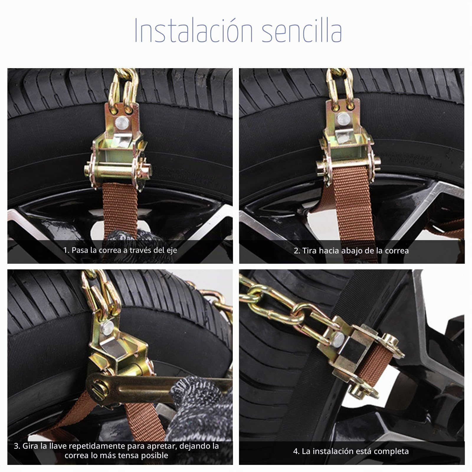8 piezas de cadenas de nieve de emergencia universales para ancho de neumático de 175-285 mm, antideslizantes, para la mayoría de coches, SUV y camiones