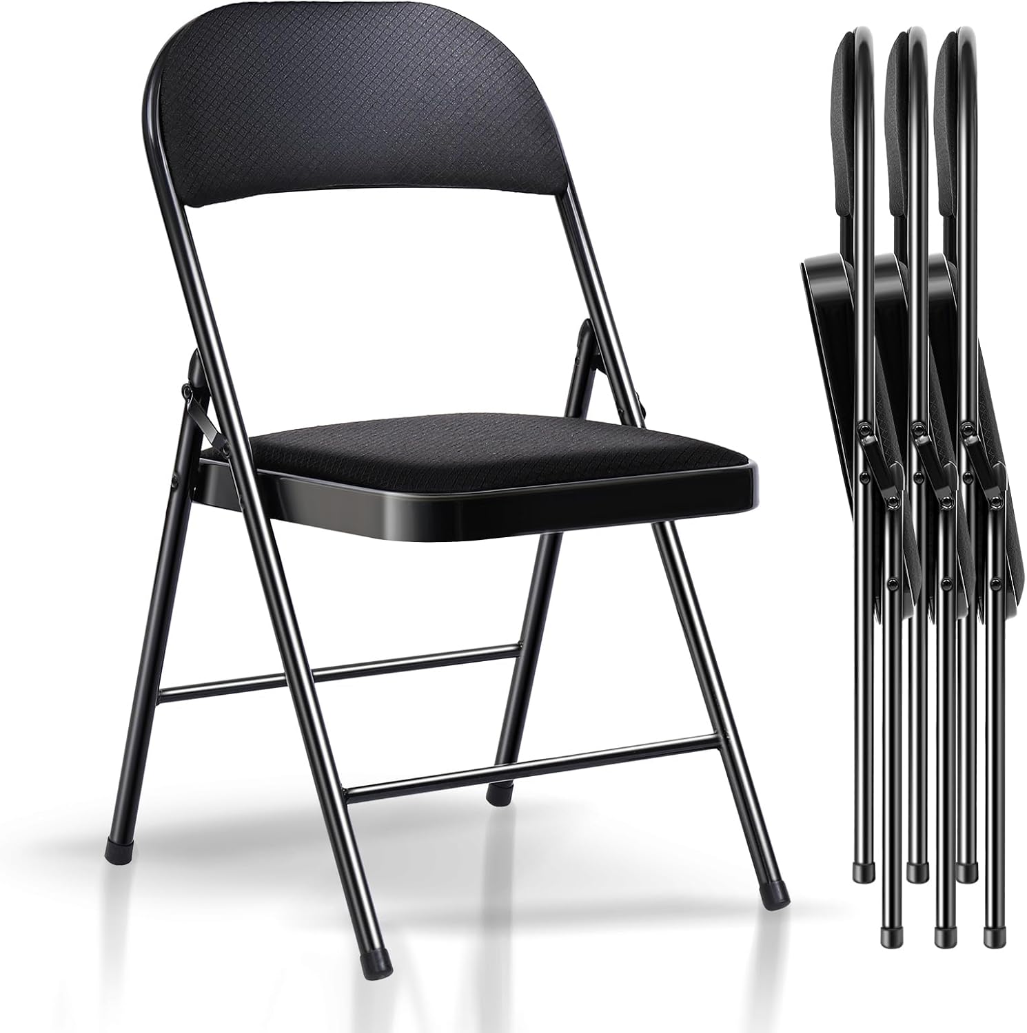 Fenbeli Sillas plegables con asientos acolchados, paquete de 4 sillas plegables acolchadas con marco de acero para eventos, oficina, boda, fiesta,