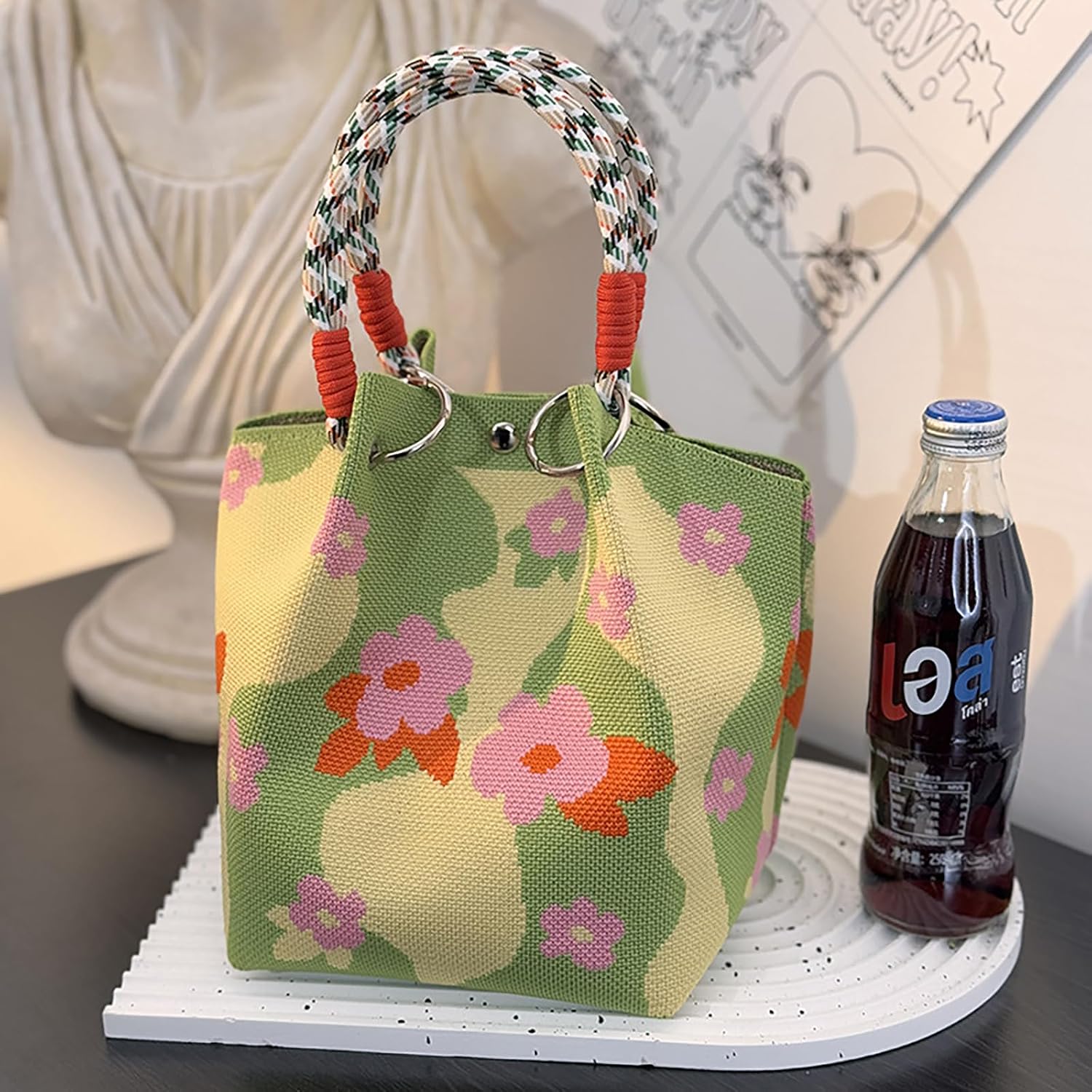 Crochet Tote Bag for Women, Cute Colorful Handmade Bag, Adorable Gift Idea for Her