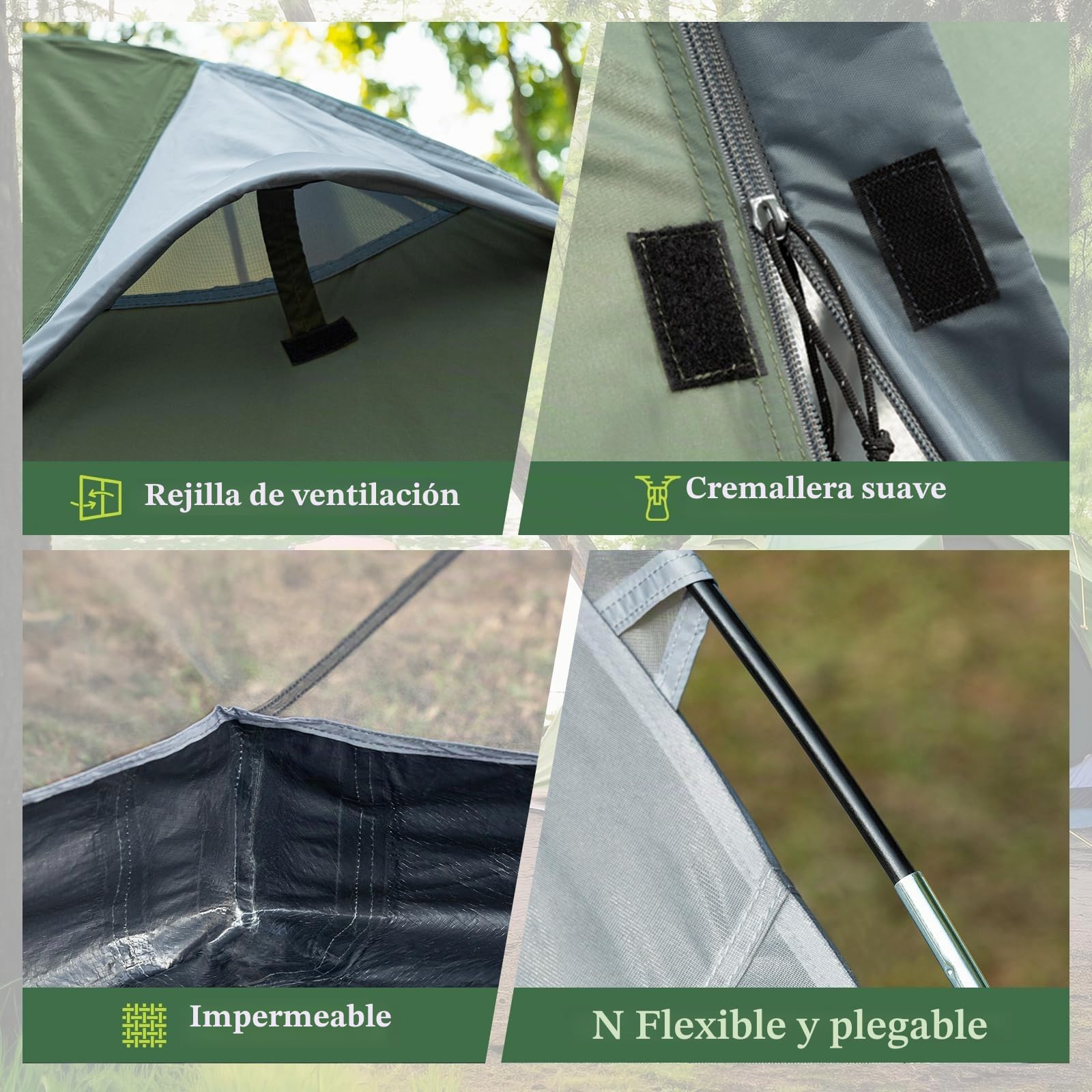 Tenda Campeggio, Tenda a Cupola per 1-2 Persone, Antivento e Impermeabile, Facile da Montare, Perfetta per Campeggio, Trekking, Escursioni con Zaino in Spalla e Alpinismo