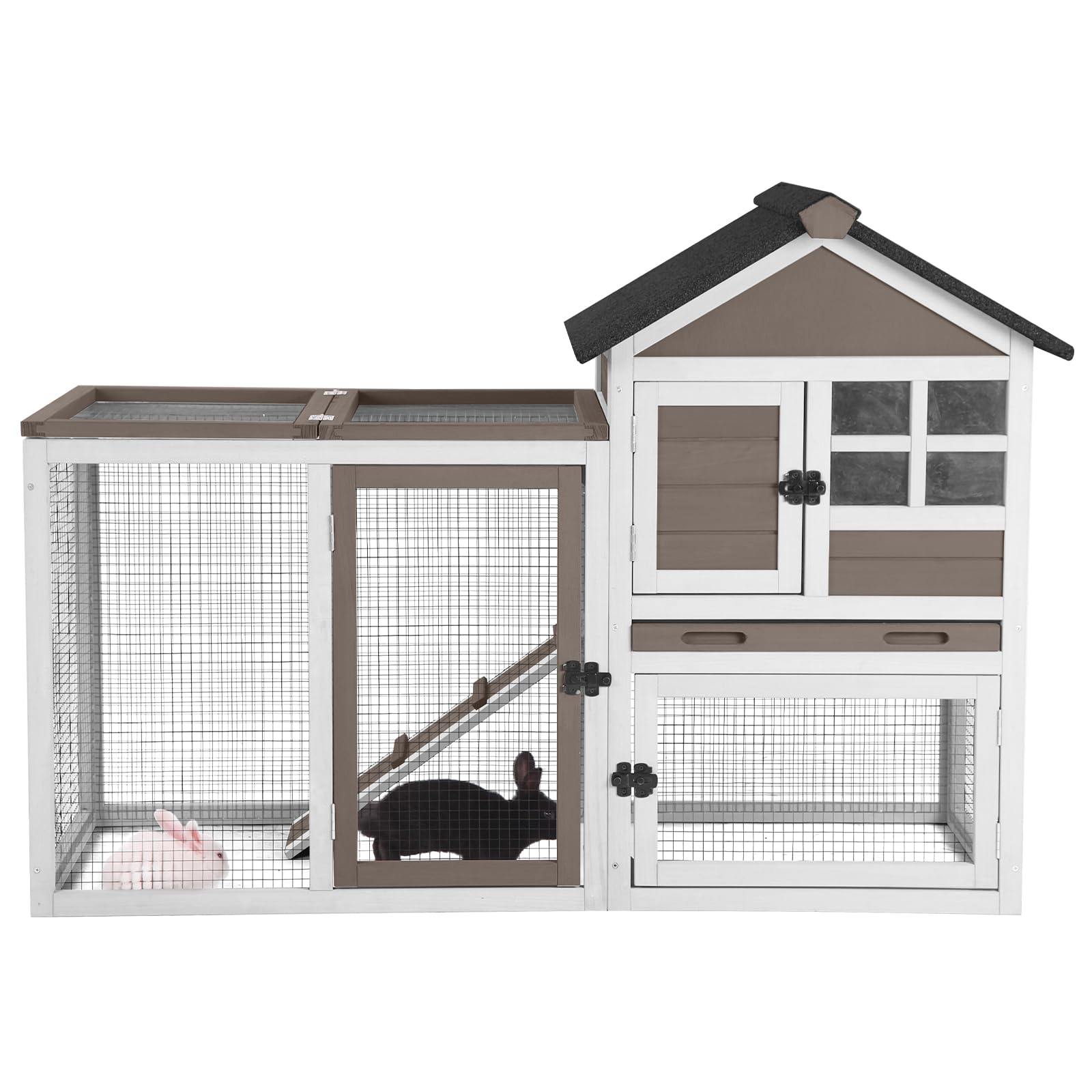 GUTINNEEN Rabbit Hutch Chicken Coop Expandable Indoor Bunny Cage Outdoor Guinea Pig Cage with Run 51.6" L