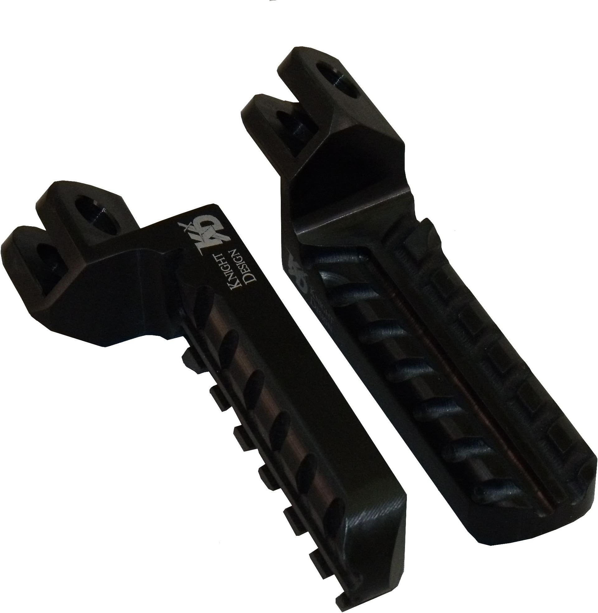 Knight Design 1-1/4 inch Lowered Front Foot Pegs for Buell Blast, Sidetrax tread, black anodized
