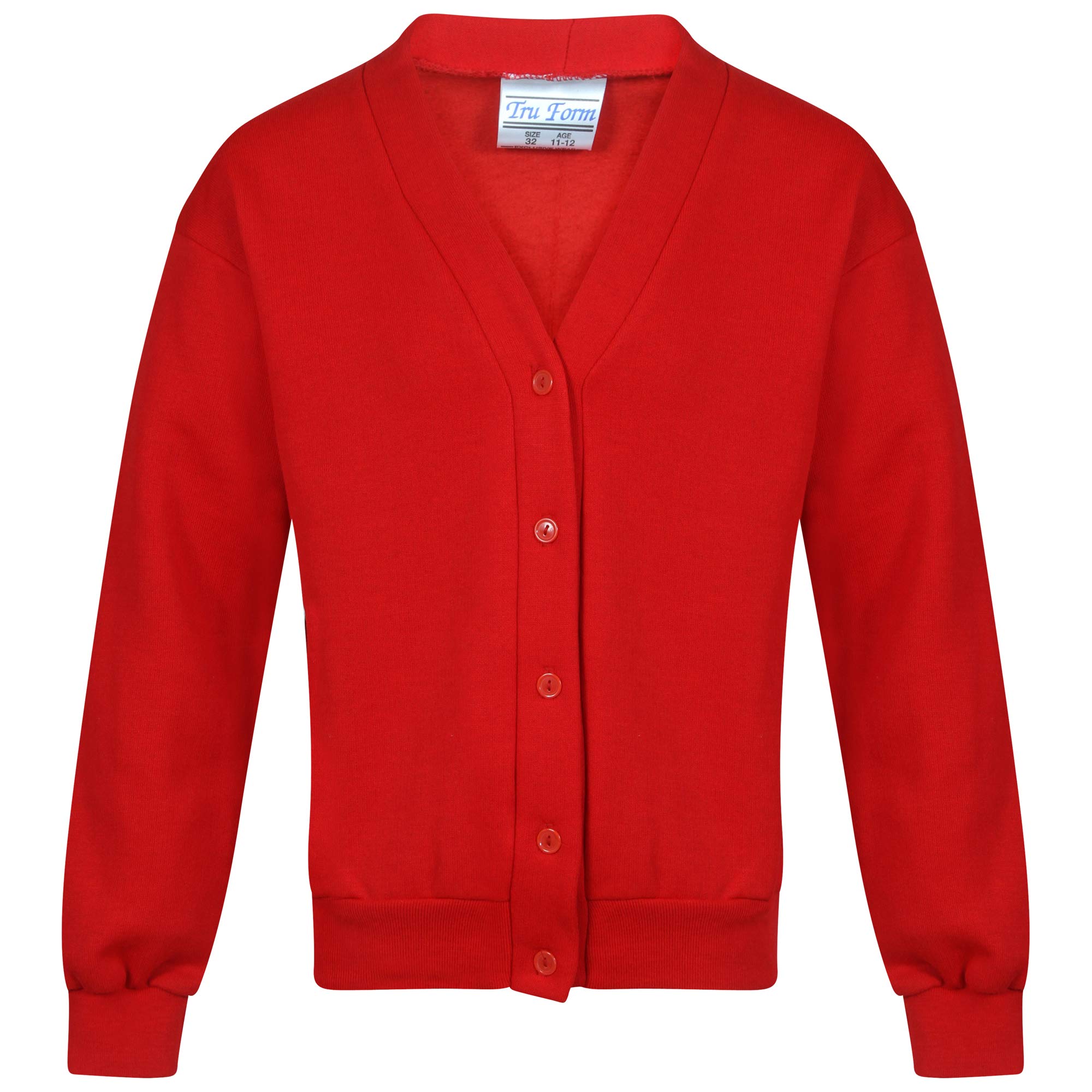 Indx-Clothing Girls Red School Fleece Cardigan Uniform Sweatshirt Uniform Smart School Wear Age 2-3 To 13-14 (, 13 Year)