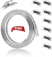Dianrui 12FT 304 Stainless Steel DIY Hose Clamps Kit with 8 Fasteners - Adjustable Band Clamps for Pipes, Automotive, Mechanical Repairs