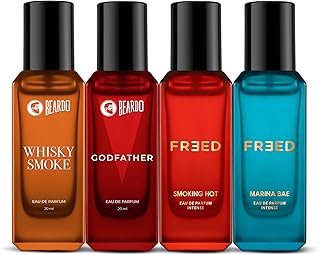 Beardo Him & Her Perfume Giftset 20ml x 4 Whisky Smoke, GodFather, Marina Bae & Smoking Hot Long Lasting Spicy Eau De Parfum Gift For Couple, Men Women