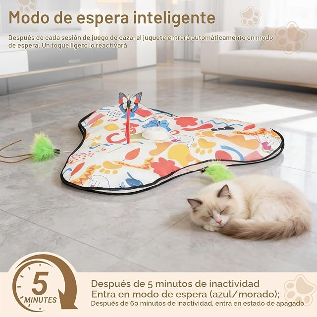 Foto 6 de 7 de AiQInu Juguete Interactivo Gato, Juguete Eléctrico para Gatos con Plumas Extraíbles y Carga USB