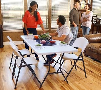 LIFETIME 6 ft/1.83 m Essential Fold-in-Half Table, White Granite