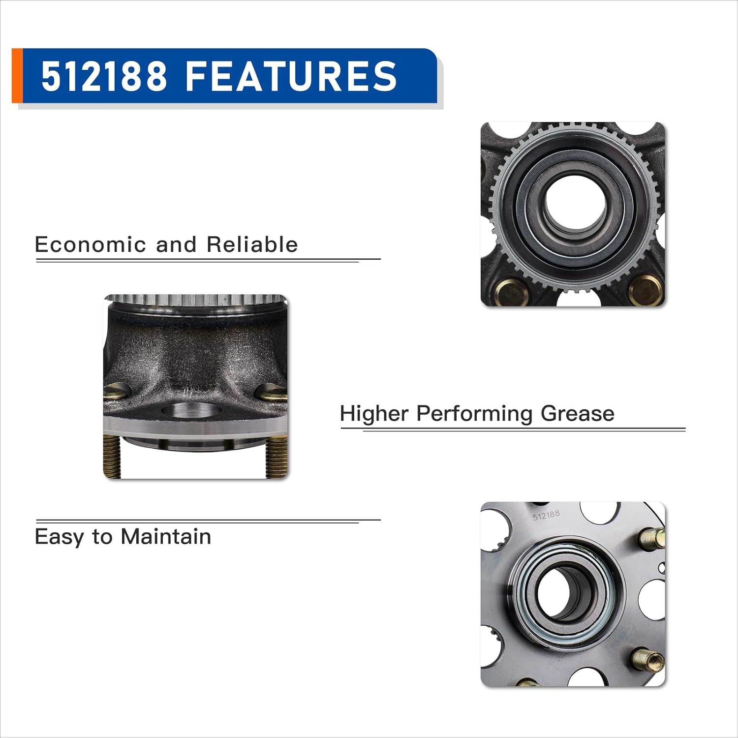 PAROD 2PCS 512188 Rear Wheel Hub & Bearing Assembly Fit for Honda Accord 2003-2007, Acura TL 2004-2008