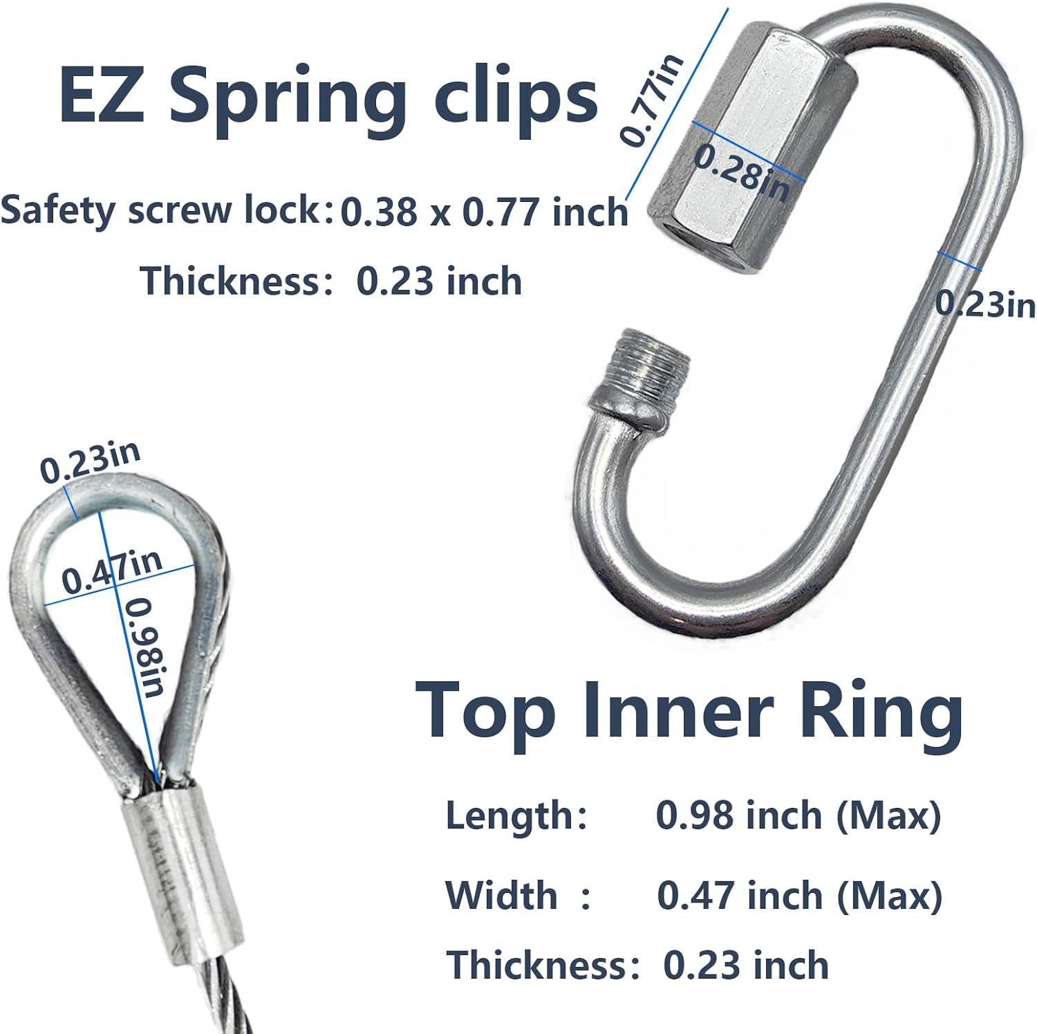 2Pcs Lift Cable Replacement with EZ Spring Clips, Stainless Steel Cable for Trailer Gate Lift Trailer Gate Assist