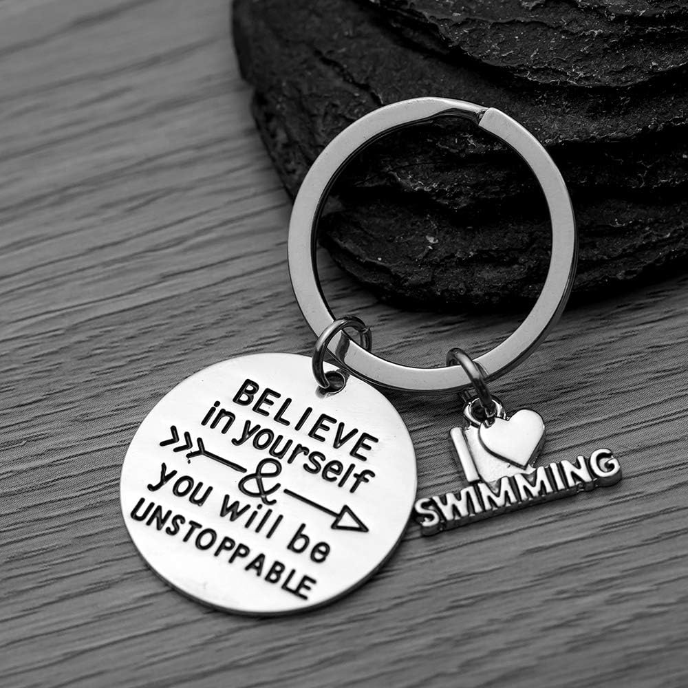 Sportybella Swim Keychain, Inspirational Keychain Accessories Non Tarnished Jewelry, Swimming Gifts For Swimmers, Swim Team