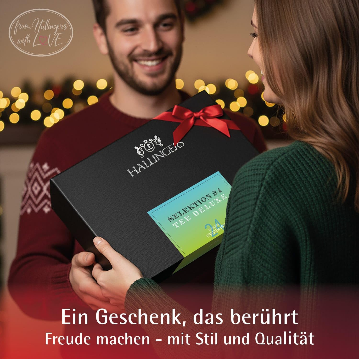 Hallingers Genuss Manufaktur Tee Geschenk-Set - 24 Sorten premium loser Tee Probierset in edler Geschenkbox mit Rezept-Booklet "Tee Deluxe Sele...", Geschenkidee für Frauen Männer