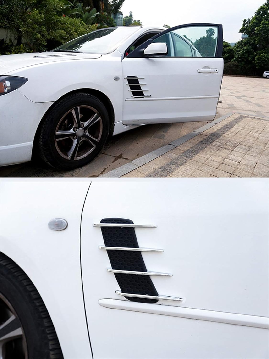 Hood Scoops 4 Pcs Car Air Flow Intake Scoop Car Decorative Air Flow Intake, Turbo Bonnet Vent Cover Rigid Plastics Universal Car DIY Stickers