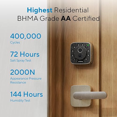 Miniatura 5 de ULTRALOQ Bolt Fingerprint WiFi Smart Lock, funciona con Apple Home, Siri, Alexa, entrada sin llave 8 en 1 con identificación de huellas dactilares,