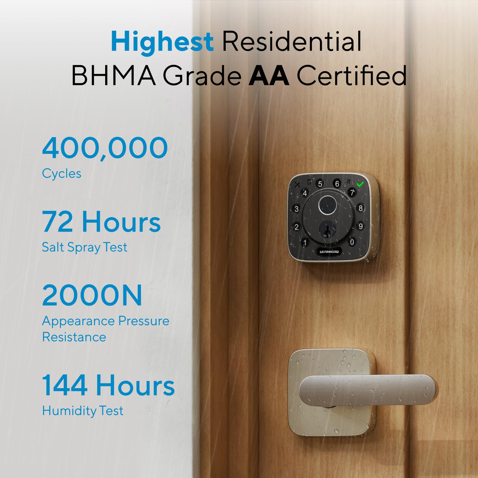 ULTRALOQ Bolt Fingerprint WiFi Smart Lock, Works with Apple Home, Siri, Alexa, 8-in-1 Keyless Entry with Fingerprint ID, App Remote Control, Keypad Deadbolt, BHMA Cert., Easy Install, 10 Mo. Battery