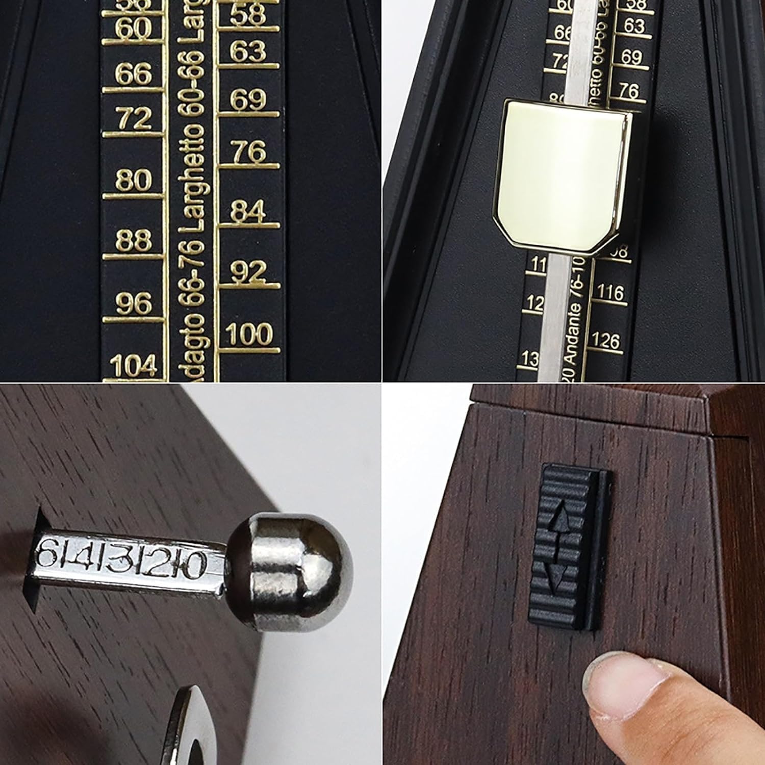 Mechaniczny metronom, wieża metronomu Mechaniczny metronom Piano Gitara Skrzypce Guzheng Uniwersalny do gitary fortepianowej(Color:Bruin)