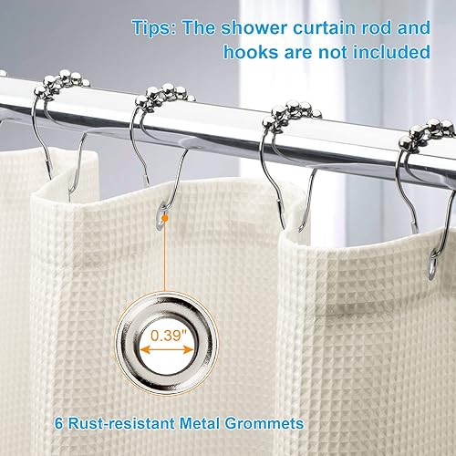 Vista 119 de AmazerBath - Cortina de baño con tejido de punto gofre, calidad hotelera, 60 x 72 pulgadas, blanco